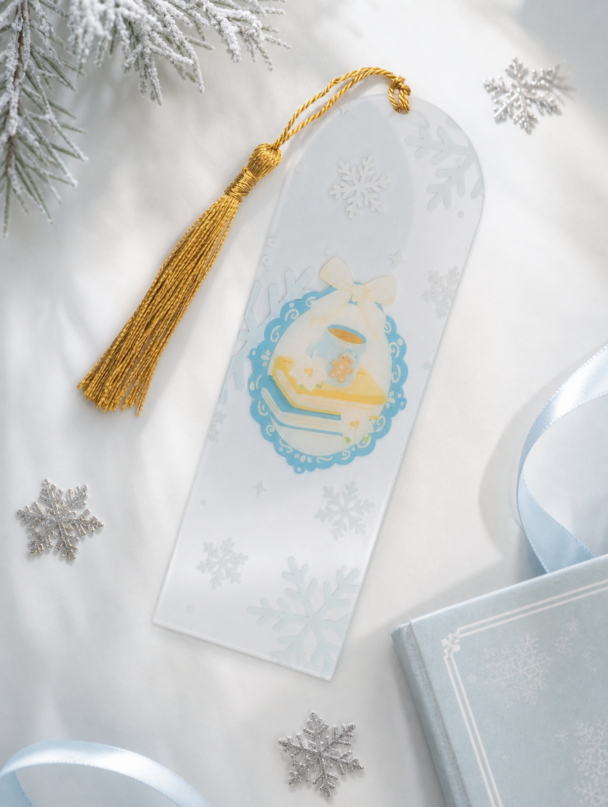 Marque-page Noël Médaillon – Chocolat Chaud & Livres