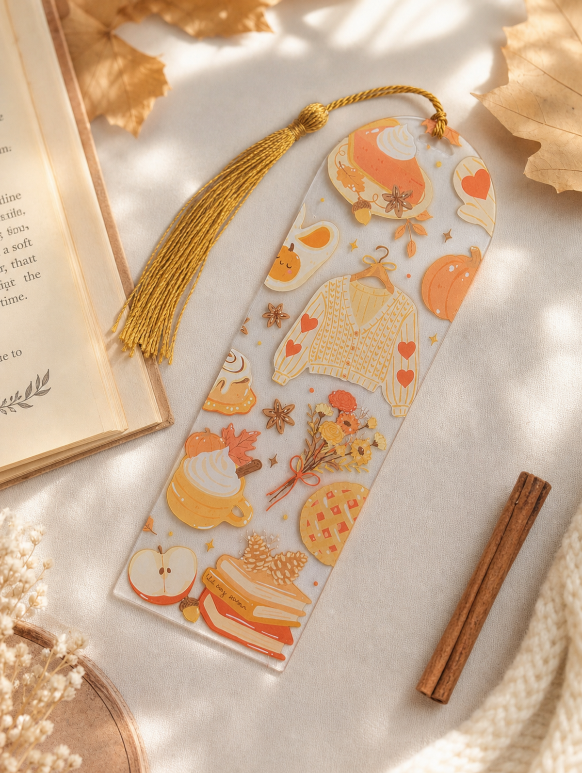 Marque-page La Saison Cosy – Tarte & Lecture d'Automne