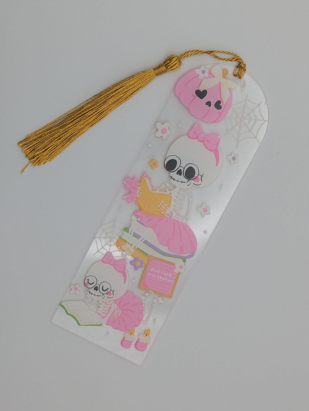 Marque-page Halloween Cosy – Squelette Lectrice