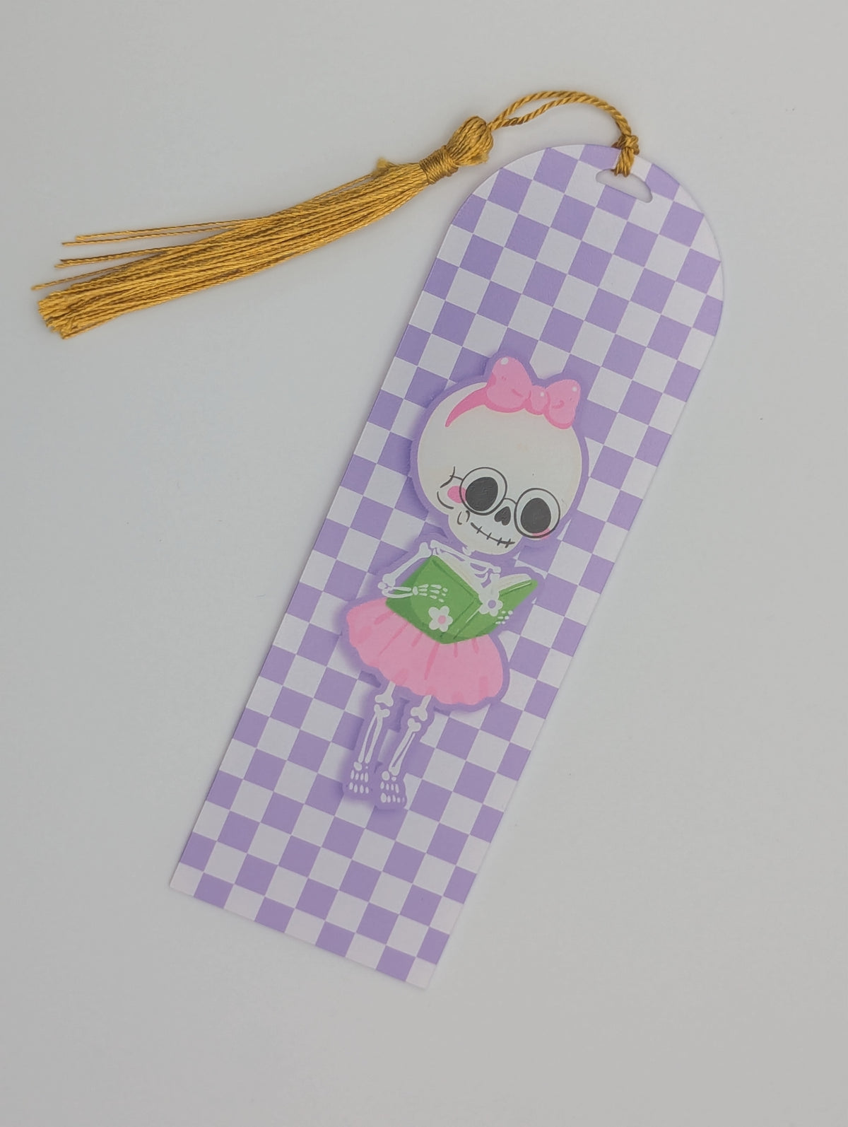 Marque-page Halloween Violet – Squelette Lectrice