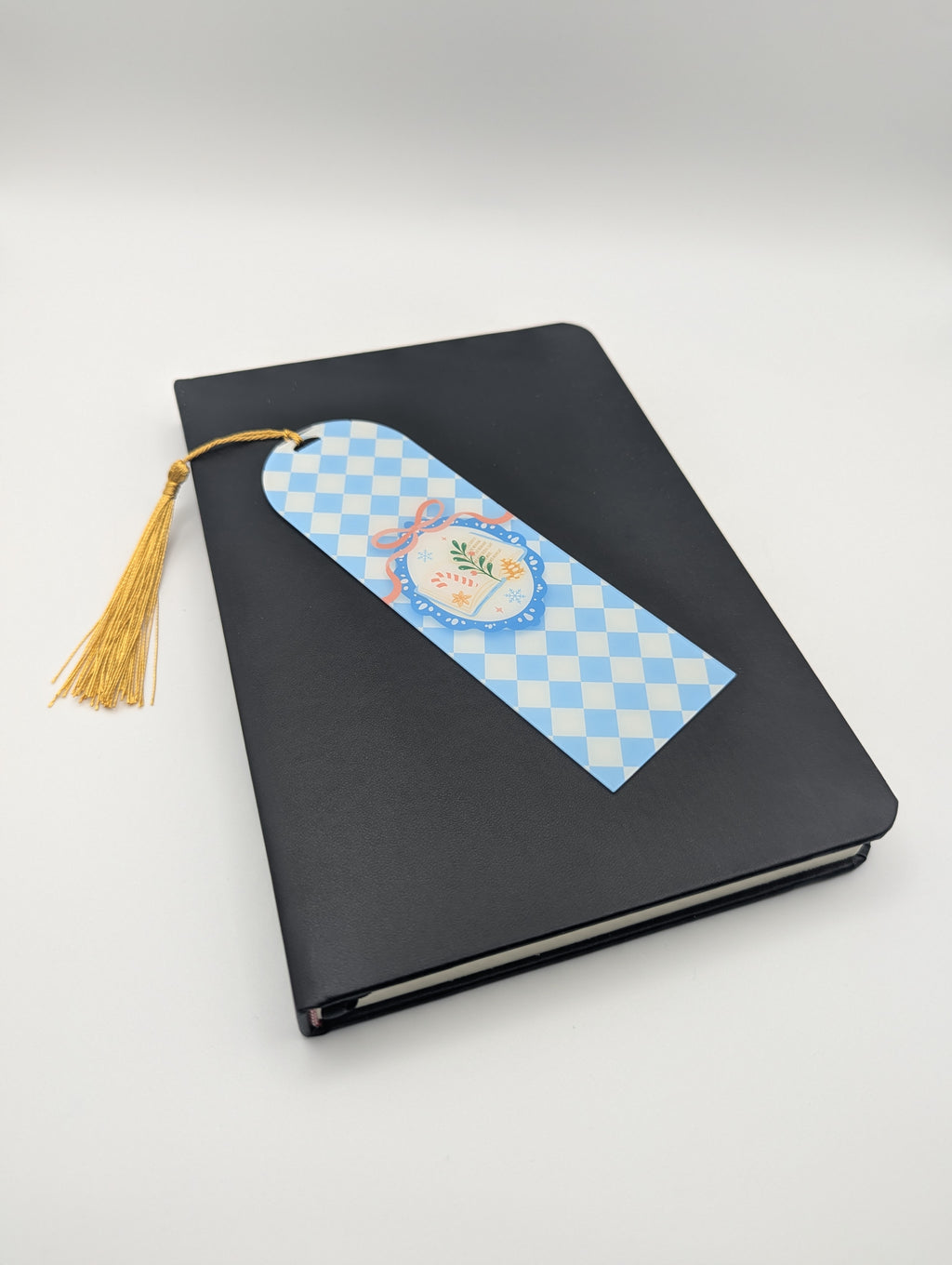 Marque-page Noël Losange Bleu – Livre & Houx
