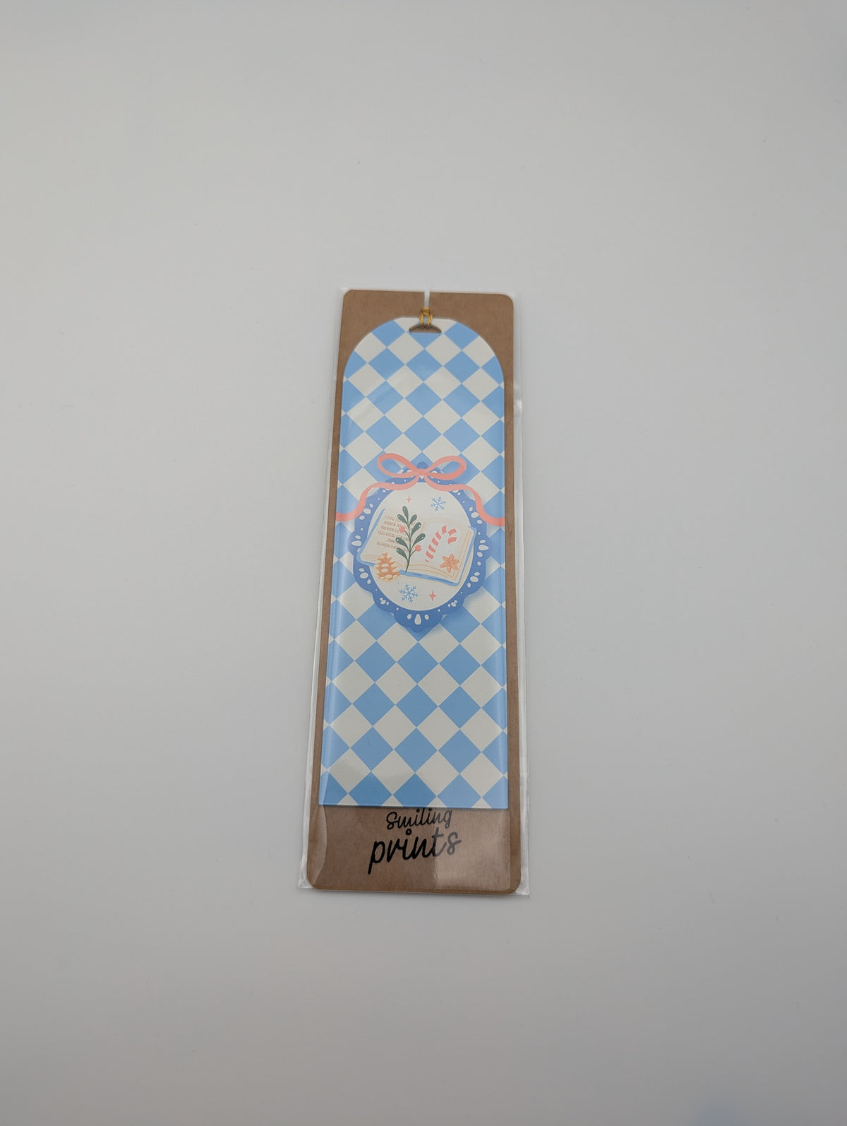 Marque-page Noël Losange Bleu – Livre & Houx