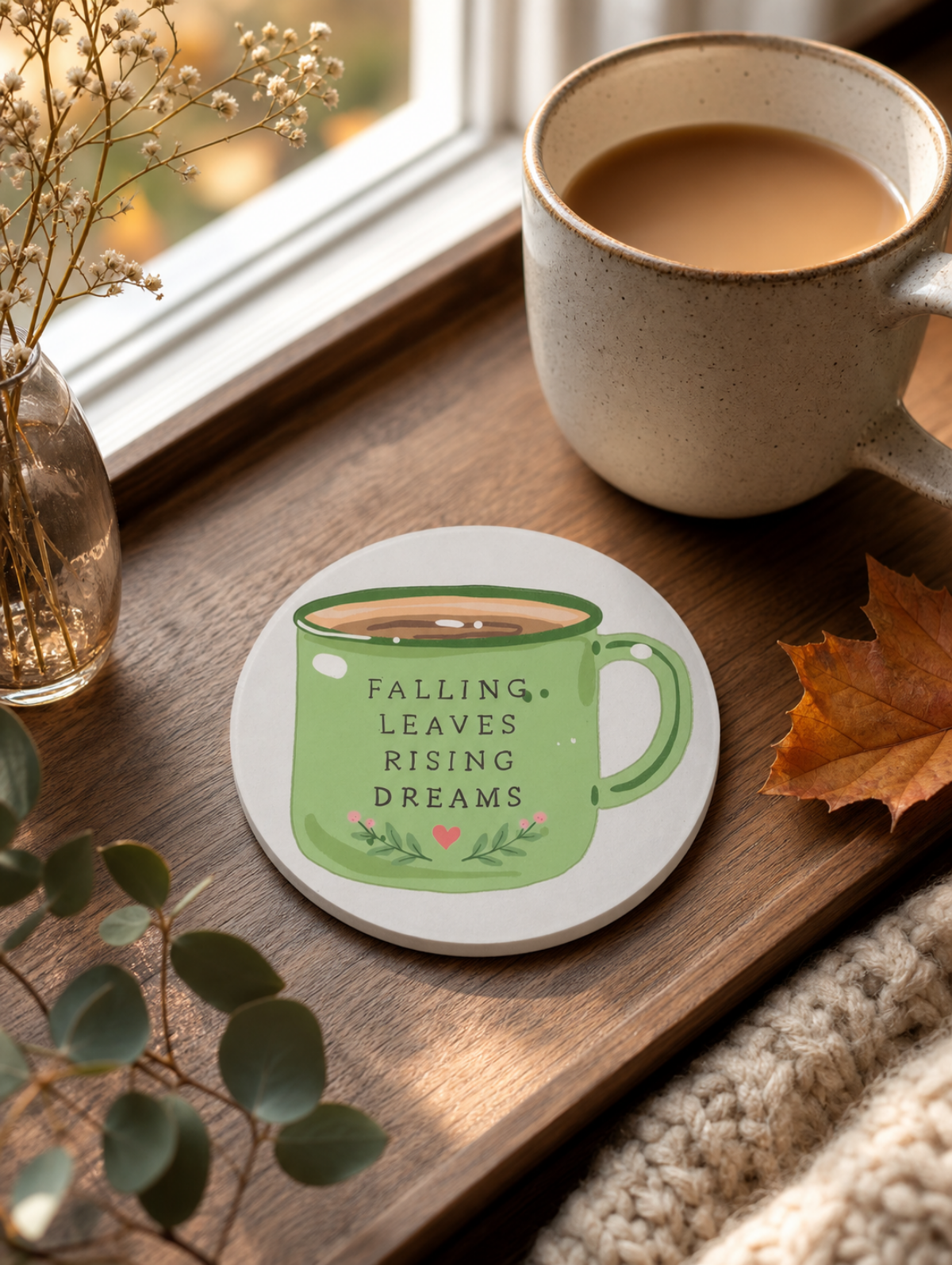 Lot de 4 Sous-verres Automne Cosy – Citations & Douceur