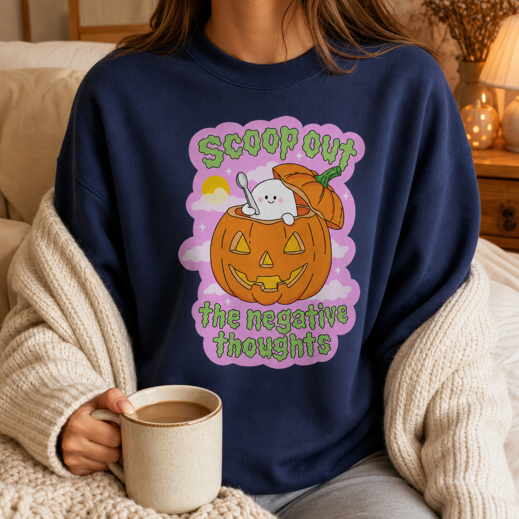 Sweat Oversize Halloween Femme - Scoop Out the Negative Thoughts