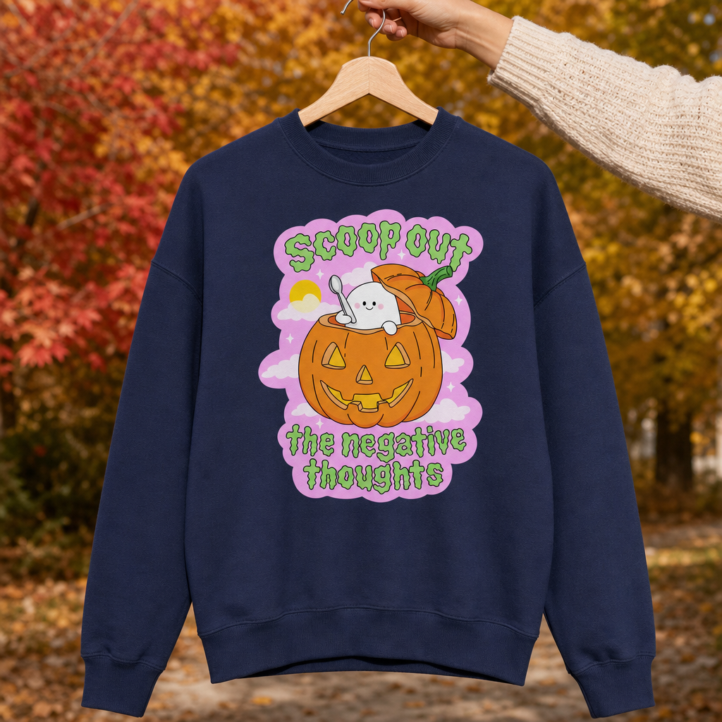 Sweat Oversize Halloween Femme - Scoop Out the Negative Thoughts