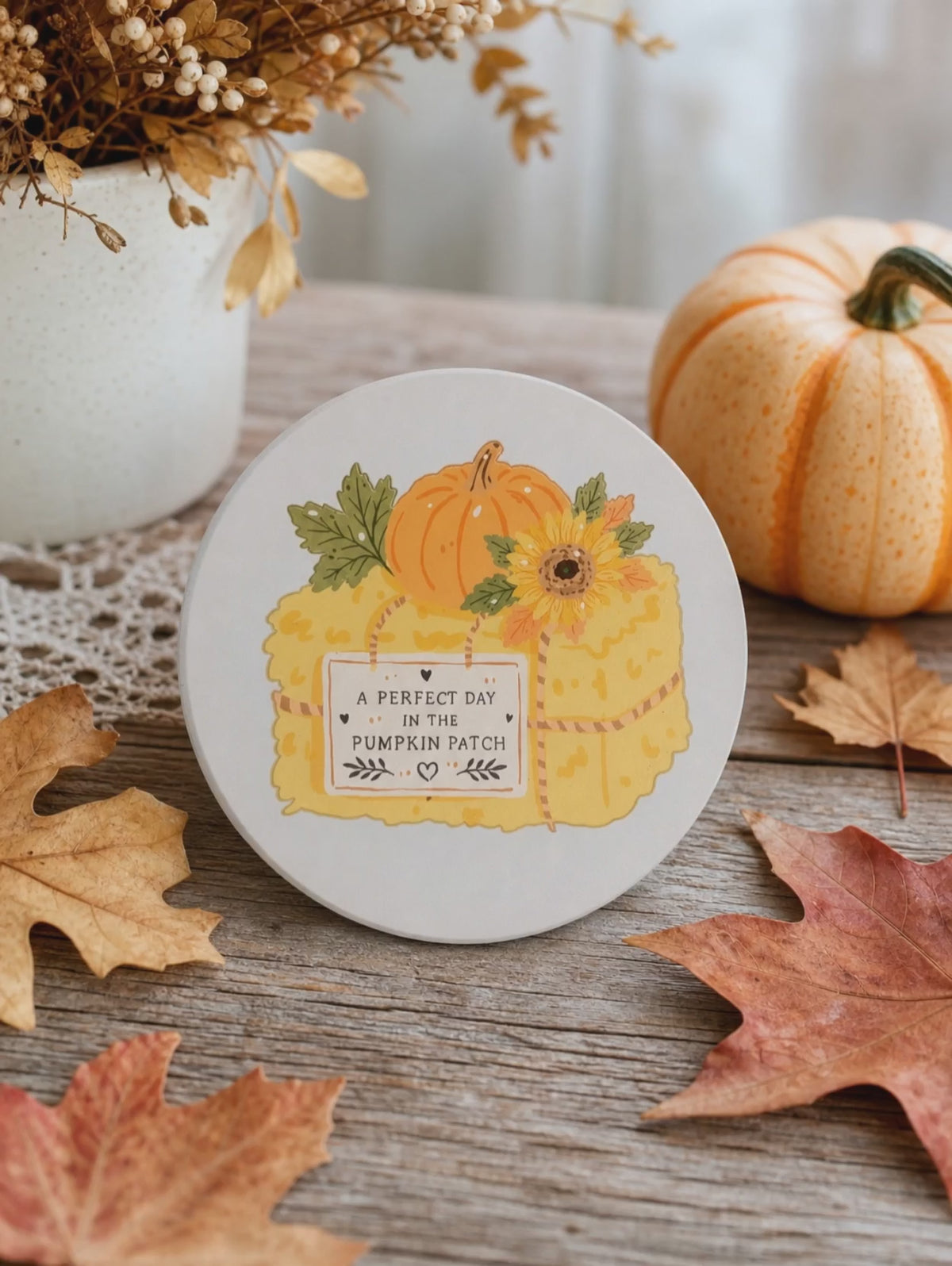 Sous-verre Botte de Foin – A Perfect Day in the Pumpkin Patch